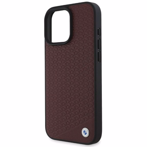 BMW Sign Leather Diamond Metal Logo MagSafe dėklas iPhone 16 Pro Max - raudonas