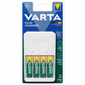 VARTA PLUG CHARGER 57657 + 4 x аккумуляторная батарейка R6 (AA) 2100mAh