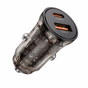 Tech-Protect CC01 30W automobilinis įkroviklis 2 lizdai USB-A / USB-C juodas