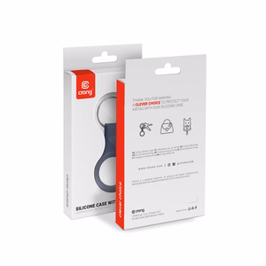 Чехол Crong Silicone для Apple AirTag 1 / 2, с кольцом для ключей, тёмно-синий