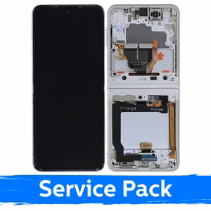 LCD ekranas Samsung F711 Z Flip3 (VIDINIS) su rėmeliu / Cream / (Service Pack)