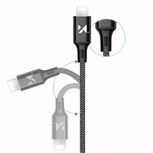 USB laidas Wozinsky WUC-L2B juodas Lightning 200cm