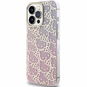 Hello Kitty IML Gradient Electrop Crowded Kitty Head dėklas telefonui iPhone 13 Pro Max - rožinis