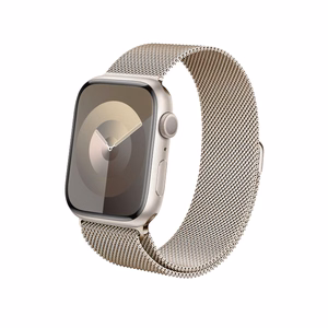 Crong Milano Steel nerūdijančiojo plieno dirželis, skirtas Apple Watch 38 / 40 / 41 mm ir 42 mm (Series 10 / 11), šampano spalvos