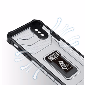 Crystal Ring Case tvirtas smūgiams atsparus dėklas su stovu, skirtas iPhone XS Max, raudonas