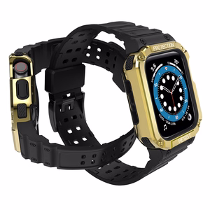 Protect Strap Band for Apple Watch 38/40/41mm Armored Case Strap - Black, Gold