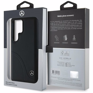 Mercedes Odinis Kreivės siūlės dėklas Samsung Galaxy S25 Ultra - juodas
