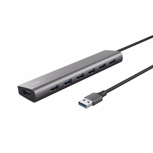 Trust Halyx - A tipo 5000 Mbit/s 7 prievadų USB 3.2 Gen1 šakotuvas (sidabrinis)