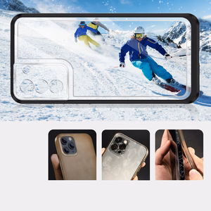 Skaidrus 3in1 dėklas Samsung Galaxy S22 + (S22 Plus) rėmelio gelis juodas