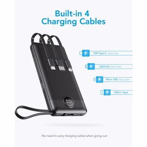 Išorinė baterija POWER BANK VEGER C10 10000mAh (USB,USB-A,Type-C,MicroUSB,lightning) juoda