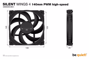 be quiet! Silent Wings 4 140mm Korpuso Ventiliatorius