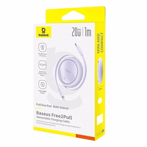 Baseus Free2Pull - 20 W USB-C į Lightning ištraukiamas kabelis, 1 m (violetinė)