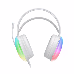 XO wired headphones GE11 jack 3,5mm - USB-A white RGB microphone
