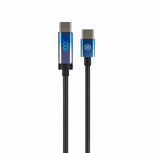 Blavec Velox плетёный Кабель USB-C на USB-C PD 100 Вт 5A LED дисплей 1,2 м Apple CarPlay Android Auto (CVE-CC5B12) чёрный