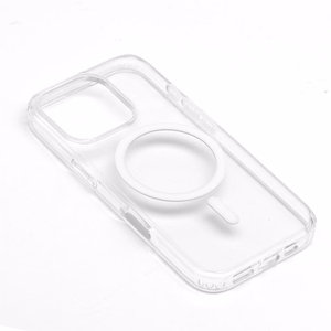 „Clear Mag Cover Elite STR“ dėklas, skirtas „iPhone 17 Pro Max / 18 Pro Max“, suderinamas su „MagSafe“, iš negelstančios medžiagos, su „Camera Control“ mygtuku – skaidrus