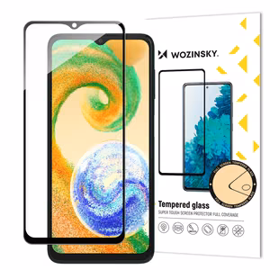 LCD apsauginis stikliukas "Wozinsky 5D Full Glue" Samsung A047 A04s pritaikytas dėklui juodas