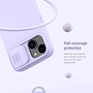 Nillkin CamShield Silky силиконовый чехол для iPhone 15 Plus тёмно-синий