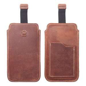 Slip-in phone case leather sleeve with pull-up Royal for iPhone 6 / 7 / 8 Crazy Horse size L brown