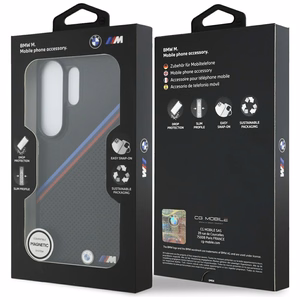 BMW Tricolor Metal Logo MagSafe dėklas skirtas Samsung Galaxy S26 Ultra juodas