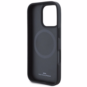 BMW Leather Hot Stamp MagSafe dėklas iPhone 16 Pro - juodas