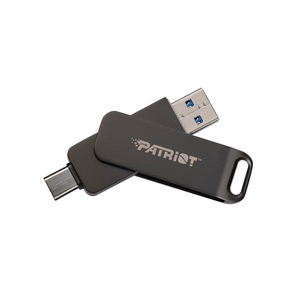 USB atmintinė PATRIOT Rage R550 64GB 100 MB/S USB A+C pasukama (PE64GR550DSAD) juoda