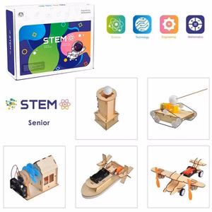 Деревянный набор для сборки Расширенная научная лаборатория, 5in1 STEM обучающие игрушки