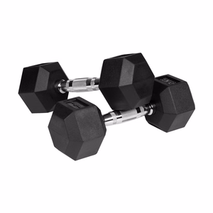 REBEL ACTIVE Rubber-coated cast iron dumbbells 2x5 kg