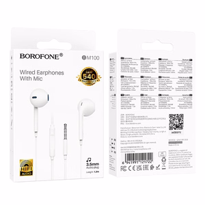 Borofone Earphones BM100 Fuente with microphone white