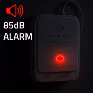 Qoltec 52651 gamtinių dujų nuotėkio daviklis | CH4 detektorius | NG | Tuya | Wi-Fi | 85dB signalizacija | LED