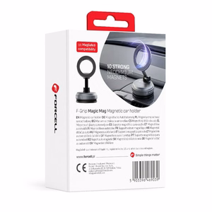 Forcell F-Grip Magic Mag magnetinis automobilinis telefono laikiklis su siurbtuku, suderinamas su „MagSafe“ – juodas