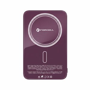 Powerbank compatible with MagSafe Forcell F-Energy SuperSlim F5K8 QC4.0 PD3.0 15W 5000 mAh cherry