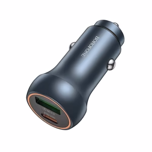 "Borofone" automobilinis įkroviklis BZ32B Fresh - USB + C tipo - QC 3.0 PD 48W pilka