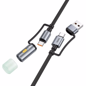 Laidas All-in-one USB A / USB C į USB C / LED Light Hoco 3A 60W 1,2 m U138 juodas