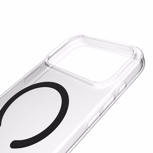 Puro Lite Mag TPU+PC dėklas telefonui suderinamas su MagSafe iPhone 17 Pro Max - skaidrus su juodu žiedu