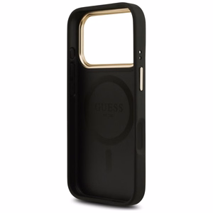 Case Guess PU Leather 4G Gold Frame MagSafe Apple iPhone 17 Pro black