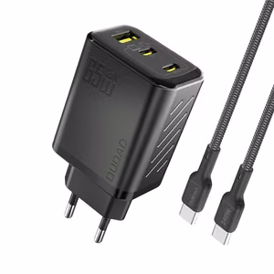 Įkroviklis Dudao A29C GaN 65W 2xUSB-C/USB-A + USB-C to USB-C cable 1.0m juodas