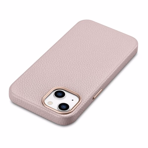 iCarer Litchi Premium odinis dėklas iPhone 14 Plus Magnetinis odinis dėklas su MagSafe Rožinis (WMI14220711-PK)