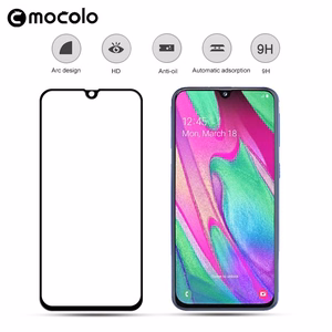 Mocolo 3D 9H Full Glue grūdintas apsauginis ekrano stiklas, skirtas Samsung Galaxy A40, juodu rėmeliu