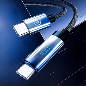 Blavec Velox плетёный Кабель USB-C на USB-C PD 100 Вт 5A LED дисплей 1,2 м Apple CarPlay Android Auto (CVE-CC5B12) чёрный