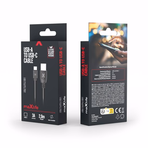 Maxlife кабель USB - USB-C 2,0 м 3A черный