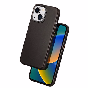 Dux Ducis Naples dėklas iPhone 14 Plus odinis dėklas (suderinamas su MagSafe) tamsiai rudas