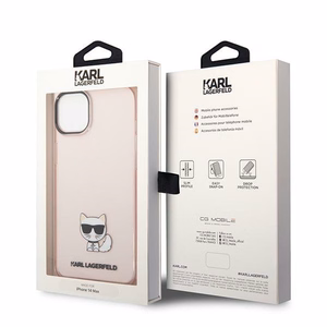 Karl Lagerfeld Permatomas Choupette Dėklas telefonui iPhone 14 Plus / 15 Plus 6.7" - rožinė
