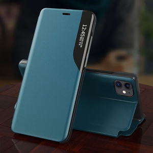 Eco Leather View Case elegantiškas knygos tipo dėklas su stovu iPhone 13 mini violetinis