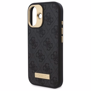 Guess 4G logotipo plokštelės Magnetinis iPhone 16 dėklas – juodas