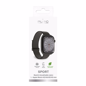 Спортивный нейлоновый ремешок Puro для Apple Watch 42 / 44 / 45 / 49 мм - черный
