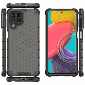 Honeycomb case armored cover with a gel frame for Samsung Galaxy M53 5G black