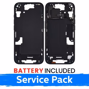 Ekrano rėmas / Vidinis korpusas skirtas Apple iPhone 15 korpusas + baterija / Black / (Service Pack)