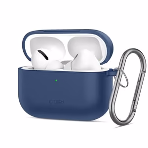 "Tech-Protect" silikoninis dėklas su kabliuku, skirtas "AirPods Pro" - tamsiai mėlynas