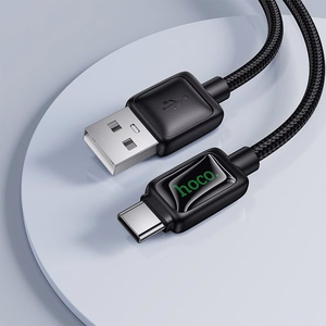 Кабель с LCD USB A на USB C Hoco 3A 1,2 м U146 черный