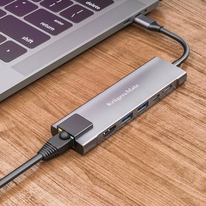 USB-C hub with HDMI, 2 x USB 3.0, 2 x USB-C and RJ45 ports